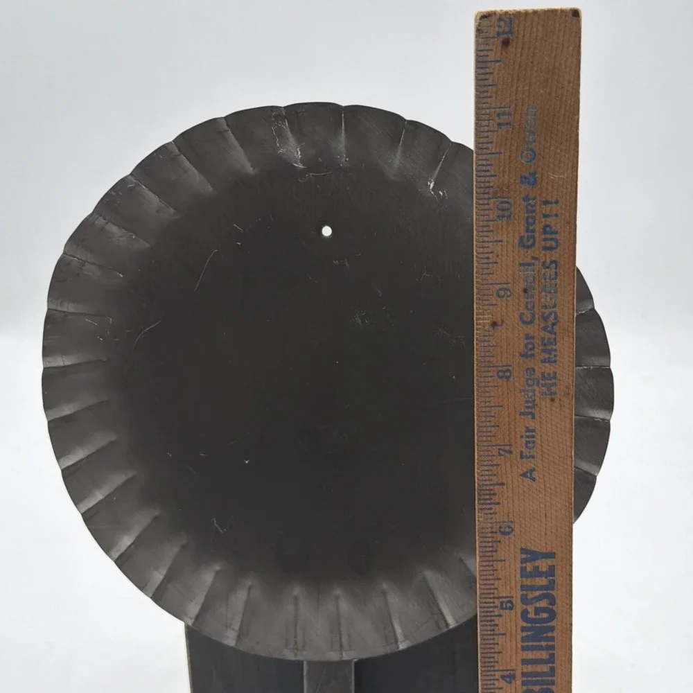 Vintage Tin Round Reflector Crimped Wall Sconce Candle Holder Prim Folk Decor